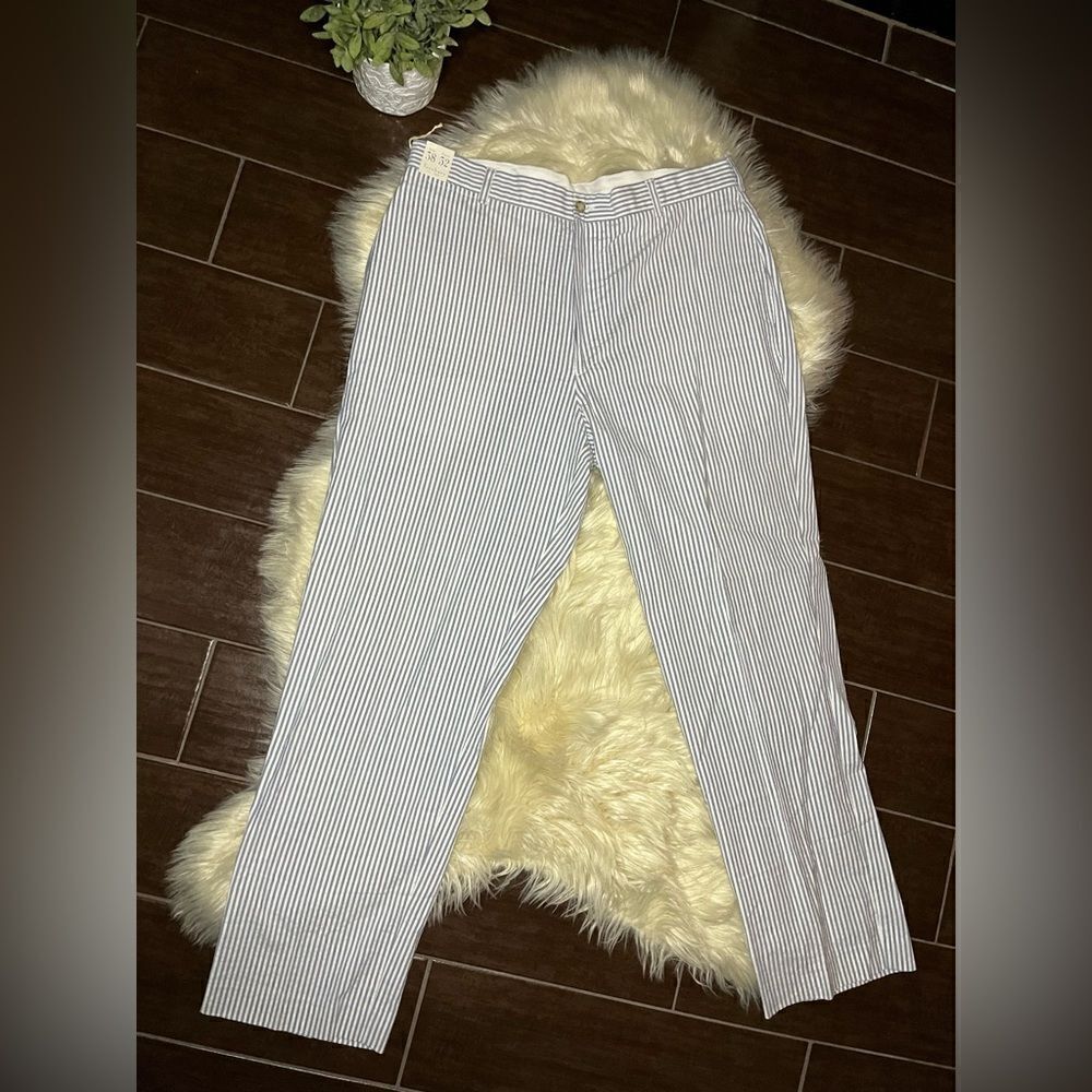Turnbury est 1980 blue and white seersucker cotton pants sz 38X32 new